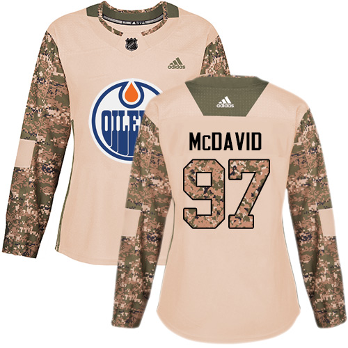 Adidas Oilers #97 Connor McDavid Camo Authentic Veterans Day Women's Stitched NHL Jersey
